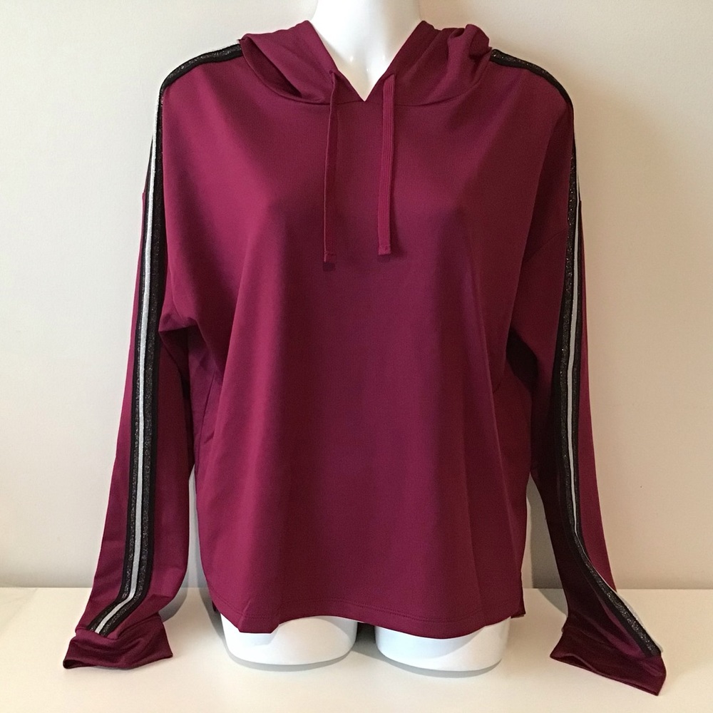 Hoodie Large Pro Player Burgundy Sparkle Stripe